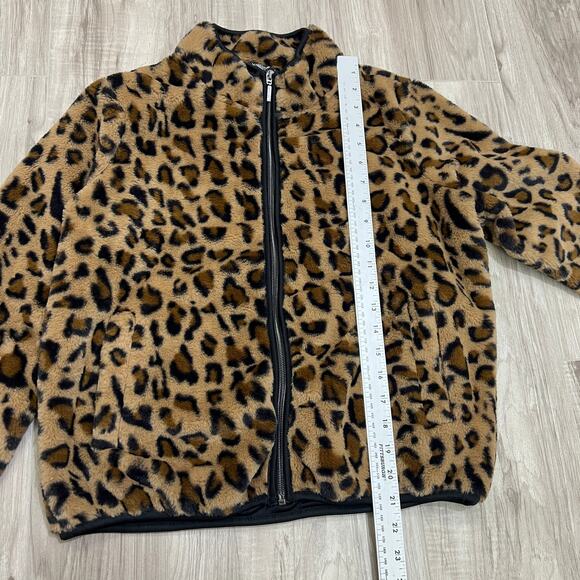 Opaque Casual Leopard Print Faux Fur Zip-Up Jacket Soft Fuzzy Fleece Women’s - Picture 4 of 8